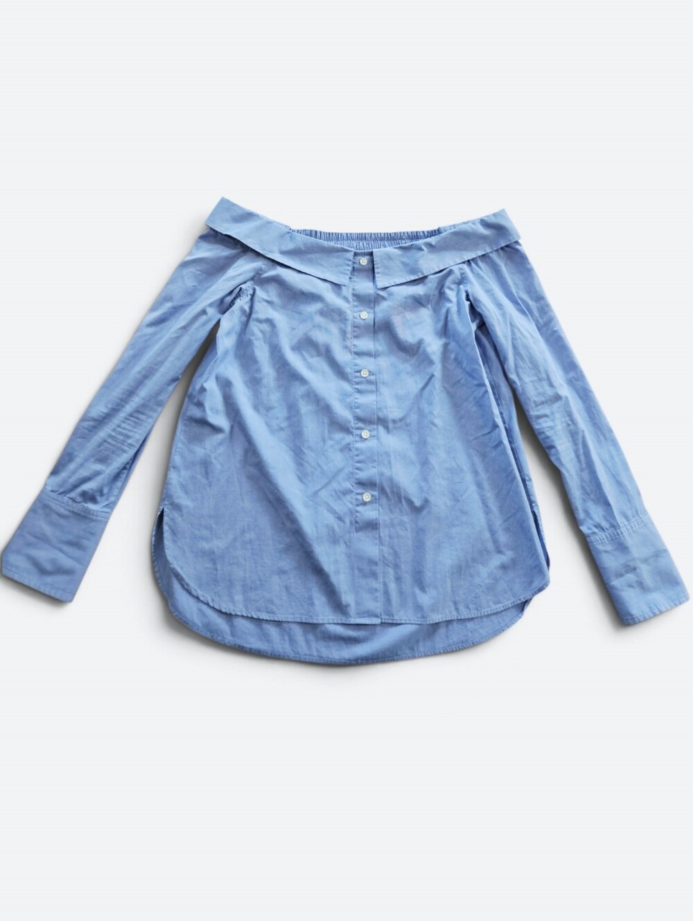 Club Monaco Crisp Cotton Poplin Relaxed Off the Shoulder Button Up Blouse Top 6